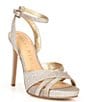 Color:Sand Gold - Image 1 - Caddie Glitter Ankle Strap Strappy Platform Sandals