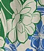 Color:Green Floral - Image 4 - Camilla Floral Print Linen Blend Boat Neck Tie Front Long Sleeve Blouse