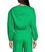 Color:Kelly Green - Image 2 - Camilla Linen Boat Neck Tie Front Long Sleeve Blouse