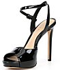 Color:Black - Image 4 - Camwren Patent Stiletto Ankle Strap Platform Sandals