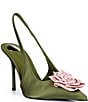 Gianni Bini Carmona Satin Colorblock Rosette Pointed Toe Slingback Pumps - Image 1