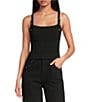 Gianni Bini Carrie Square Neck Buckle Strap Sleeveless Top, Color:Black - Image 1