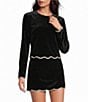 Gianni Bini Casey Embellished Round Neck Long Sleeve Coordinating Velvet Blouse - Image 1