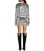 Gianni Bini Cassidy Two Piece Sequin Long Sleeve Blouse & Mini Skirt Set, Color:Silver - Image 2