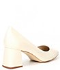 Color:Bone Blanc - Image 2 - Catallo Square Toe Leather Block Heel Pumps