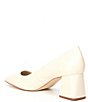 Color:Bone Blanc - Image 3 - Catallo Square Toe Leather Block Heel Pumps