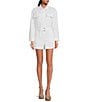 Color:White - Image 1 - Charlie Denim Button Down Long Sleeve Romper