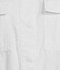 Gianni Bini Charlie Denim Button Down Long Sleeve Romper, Color:White - Image 3