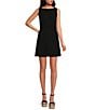 Gianni Bini Charlotte Crepe Boat Neck Sleeveless A-Line Mini Dress, Color:Black - Image 1