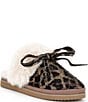 Gianni Bini Cheeree Leopard Embellished Rhinestone Bow Faux Fur Slippers - Image 1