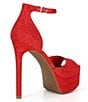 Color:Siren Red - Image 2 - Chellsie Glitter Ankle Strap Platform Dress Sandals