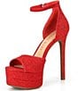 Color:Siren Red - Image 4 - Chellsie Glitter Ankle Strap Platform Dress Sandals