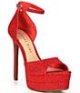 Color:Siren Red - Image 1 - Chellsie Glitter Ankle Strap Platform Dress Sandals