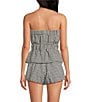 Gianni Bini Chelsea Gingham Strapless Bubble Hem Coordinating Blouse, Color:Black/White - Image 2