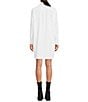 Color:Ivory - Image 2 - Button Down Collar Long Sleeve Mini Shirt Dress