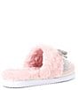 Color:Carnation Pink - Image 2 - ComfieeTwo Embellished Rhinestone Bow Faux Fur Slippers