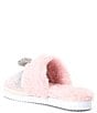 Color:Carnation Pink - Image 3 - ComfieeTwo Embellished Rhinestone Bow Faux Fur Slippers