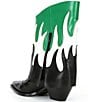 Color:Black/Spring Green - Image 3 - Conley Flame Leather Western Foldover Boots