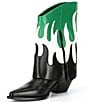 Color:Black/Spring Green - Image 4 - Conley Flame Leather Western Foldover Boots