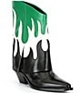 Color:Black/Spring Green - Image 1 - Conley Flame Leather Western Foldover Boots