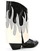Color:Black/Silver - Image 2 - ConleyTwo Western Rhinestone Flame Foldover Boots