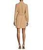 Color:Desert - Image 2 - Connie Long Sleeve Button Down Collar Belted Poplin Shirt Dress