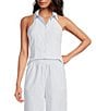 Gianni Bini Coordinating Charlie Pinstripe Button-Up Sleeveless Blouse, Color:Blue Pinstripe - Image 1