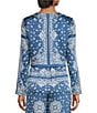 Gianni Bini Coordinating Josie Tie Front Long Sleeve Blouse, Color:Blue Bandana - Image 2