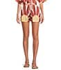 Gianni Bini Coordinating Sarah Mid Rise Pull On Printed Satin Shorts, Color:Sunburst - Image 1