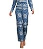 Gianni Bini Coordinating Whitney Satin Wide Leg Pants, Color:Blue Bandana - Image 1