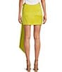 Color:Chartreuse - Image 2 - Courtney Satin Rosette Wrap Skirt