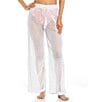 Color:White - Image 1 - Crochet High Waisted Swimsuit Cover-Up Pants