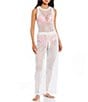Color:White - Image 3 - Crochet High Waisted Swimsuit Cover-Up Pants