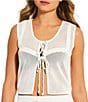 Gianni Bini Crochet V-Neck Tie Front Top Cover-Up - Image 4