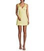 Gianni Bini Daisy Satin V-Neck Sleeveless Mini Dress, Color:Light Yellow - Image 1