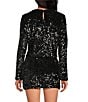 Gianni Bini Daisy Sequin Swoop Neck Long Sleeve Coordinating Blouse, Color:Black - Image 2