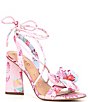 Color:Pink/Multi - Image 1 - Dakota Floral Print Flower Ankle Wrap Dress Sandals