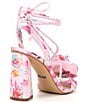 Color:Pink/Multi - Image 2 - Dakota Floral Print Flower Ankle Wrap Dress Sandals