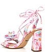 Color:Pink/Multi - Image 3 - Dakota Floral Print Flower Ankle Wrap Dress Sandals