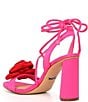 Color:Superb Pink - Image 3 - Dakota Satin Flower Ankle Wrap Dress Sandals