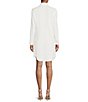 Color:White - Image 2 - Daphne Long Sleeve Draped Collar Button Front Shirt Dress
