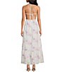 Color:Cosmos - Image 2 - Delaney Embroidered Eyelet Halter Neck Tie Dye Sleeveless Cut-Out Back Detail A-Line Maxi Dress