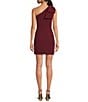 Gianni Bini Deliah One Bow Shoulder Sleeveless Sheath Crepe Mini Dress, Color:Burgundy - Image 2