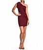 Gianni Bini Deliah One Bow Shoulder Sleeveless Sheath Crepe Mini Dress, Color:Burgundy - Image 1