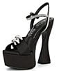 Color:Black - Image 4 - Dempsey Satin Rhinestone Bow Platform Sandals