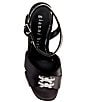 Color:Black - Image 5 - Dempsey Satin Rhinestone Bow Platform Sandals