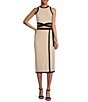 Color:Khaki/Black - Image 3 - Dena Ribbed Knit Coordinating Front Midi Wrap Skirt