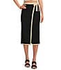 Color:Black - Image 1 - Dena Ribbed Knit Coordinating Front Midi Wrap Skirt
