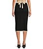 Color:Black - Image 2 - Dena Ribbed Knit Coordinating Front Midi Wrap Skirt