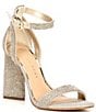 Color:Sand Gold - Image 1 - Dericka Rhinestone Two Piece Ankle Strap Block Heel Dress Sandals